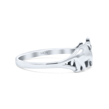 Classic Elephant With Baby Good Luck Trunk Up Zoo Animal Designer Oxidized Finish Animal Fashion Band Thumb Ring